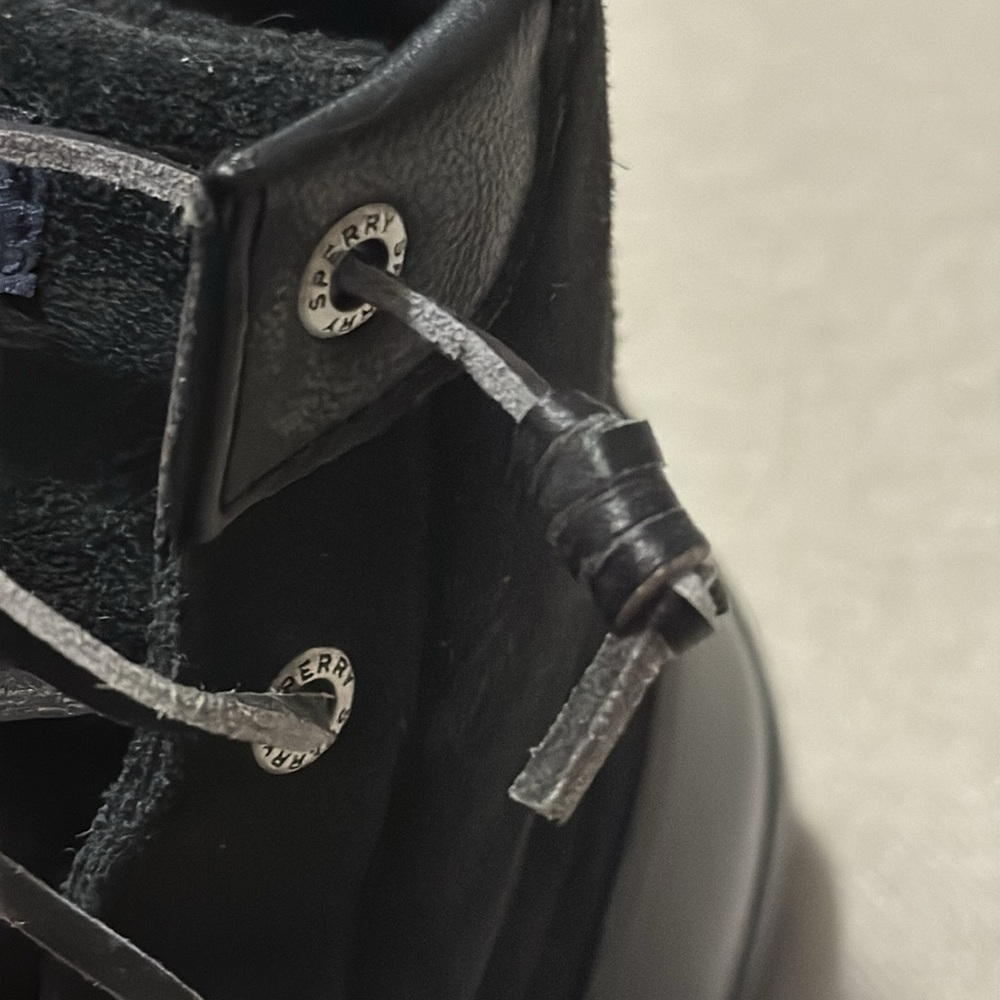 Sperry Duck Boots-Sz 8-All Black-Suede Uppers-Leather Laces-Side Zippers - Picture 5 of 16